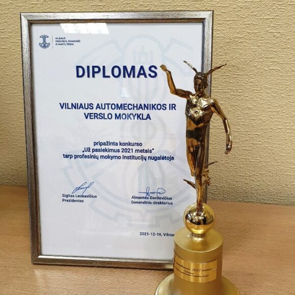 Gautas geriausios 2021 m.profesinės mokyklos apdovanojimas!
