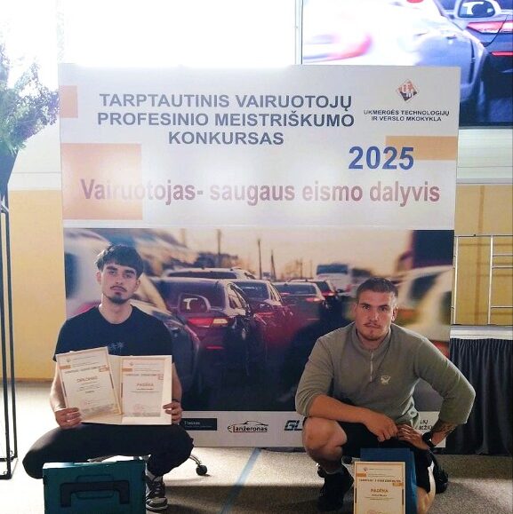 VAVM mokiniai – tarp geriausių profesinio meistriškumo konkurse „Vairuotojas – saugaus eismo dalyvis 2025“